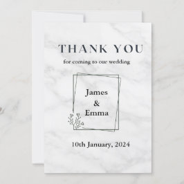 Hochzeit aus weißem Marmor Dankeskarte