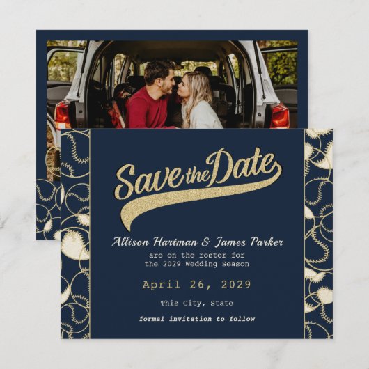 Hochzeit Baseball - Rettet das Datum Save The Date (Vorne/Hinten)