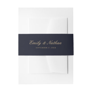 Hochzeit Bauchband Elegant Gold Navy Einladungsbanderole