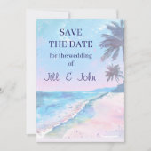 Hochzeit Beach Tropical Save The Date Einladung (Vorderseite)