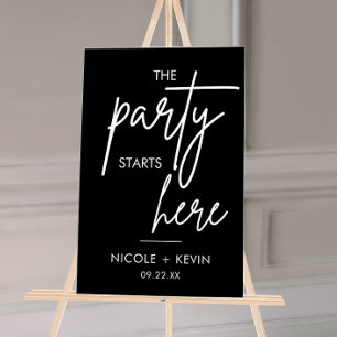 Hochzeit beginnt hier Willkommen Schwarz Acrylschild