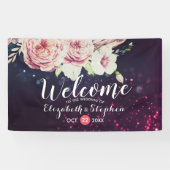 Hochzeit Begrüßung Boho Blumenzauber Lila Lichter Banner (Horizontal)
