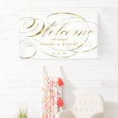 Hochzeit Begrüßung Elegante Imitats Foil Gold Scri Banner (Insitu)
