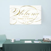 Hochzeit Begrüßung Elegante Imitats Foil Gold Scri Banner (Messeveranstaltung)