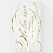 Hochzeit Begrüßung Elegante Imitats Foil Gold Scri Banner (Vertikal)