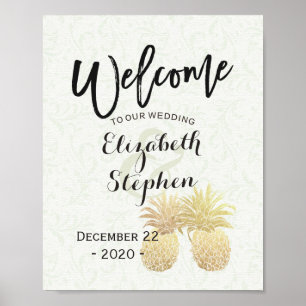 Hochzeit Begrüßung Empfang Vintage Ananas Poster