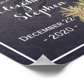 Hochzeit Begrüßung Golden Pineaple Couple Navy Blu Poster (Ecke)