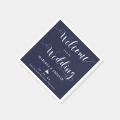 Hochzeit Begrüßung handgeschriebenes Nautical Navy Serviette (Ecke)