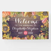 Hochzeit Begrüßung Herbstmapel Blätter Pumpkins Wo Banner (Horizontal)