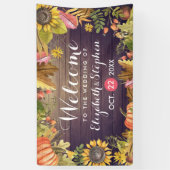 Hochzeit Begrüßung Herbstmapel Blätter Pumpkins Wo Banner (Vertikal)