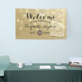 Hochzeit Begrüßung Mason Jar String Lights Gold Fo Banner (Messeveranstaltung)