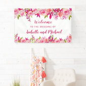 Hochzeit Begrüßung Rosa Rose Berry Wasserfarbe Blä Banner (Insitu)