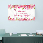 Hochzeit Begrüßung Rosa Rose Berry Wasserfarbe Blä Banner (Messeveranstaltung)