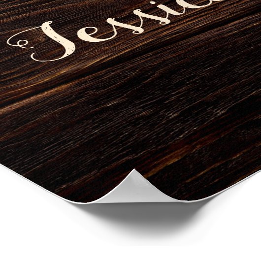 Hochzeit Begrüßung rustikale Holz blaue Blumensait Poster (Ecke)