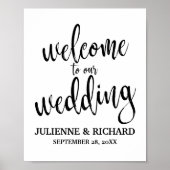 Hochzeit Begrüßung Schwarz und Weiß 8x10 Zeichen Poster (Vorne)