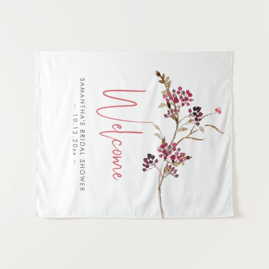 Hochzeit Begrüßung Wasserfarbe Rustikale Berries Wandteppich (Vorderseite (Horizontal))