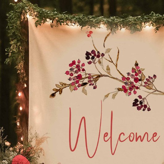 Hochzeit Begrüßung Wasserfarbe Rustikale Berries Wandteppich