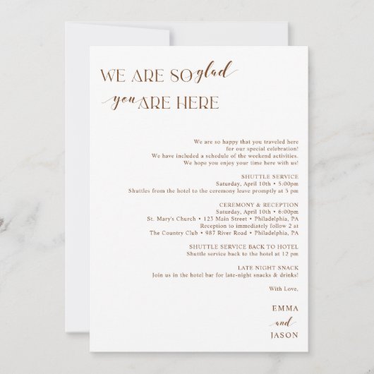 Hochzeit Begrüßungsbrief Boho terracotta Dankeskarte (Vorderseite)