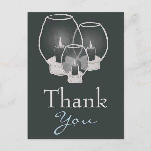 Hochzeit bei Kerzenlicht, vielen Dank Postkarte (Vorderseite)