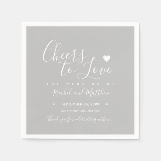 Hochzeit "Beifall für Liebe" elegant geschrieben G Serviette (Vorderseite)