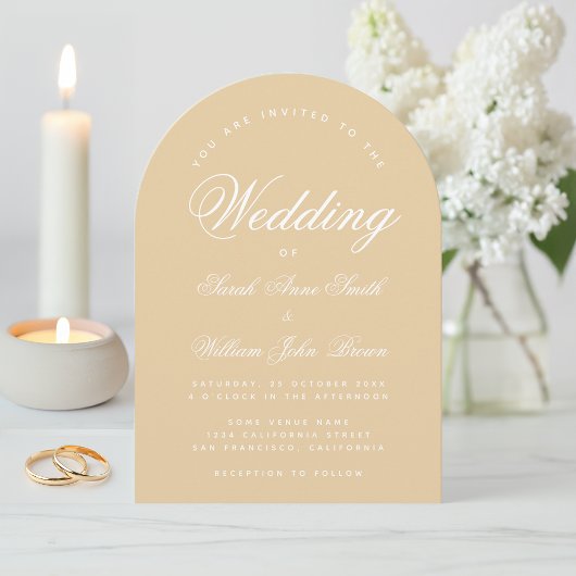 Hochzeit Beige Arch Moderne einfache Kalligraphie Einladung