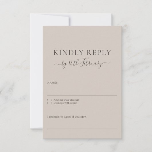 Hochzeit Beige Signature Soft Freundliche Antwort (Vorderseite)