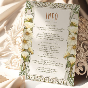 Hochzeit Beilage INFO Vintage Art Nouveau Mucha Einladung