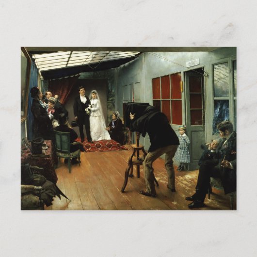 Hochzeit beim Fotografen, 1878-9 Postkarte (Vorderseite)