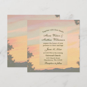 Hochzeit beim Sonnenuntergang im Gebirge Einladung