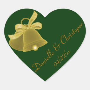 "Hochzeit Bell" - dunkelgrün [a] Herz-Aufkleber