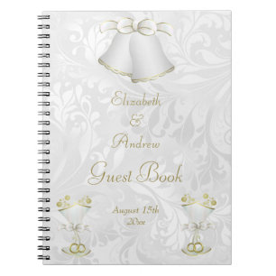 Hochzeit Bell u. Sektkelch-Gast-Buch Notizblock