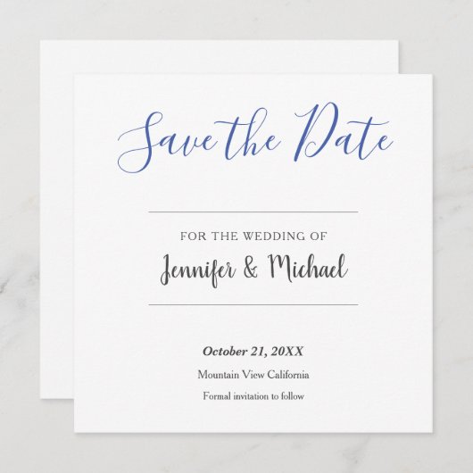 Hochzeit Beruflich Minimalistisch Save The Date (Vorne/Hinten)