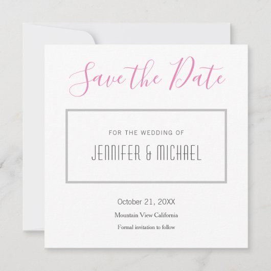 Hochzeit Beruflich Minimalistisch Schlicht modern Save The Date (Vorderseite)
