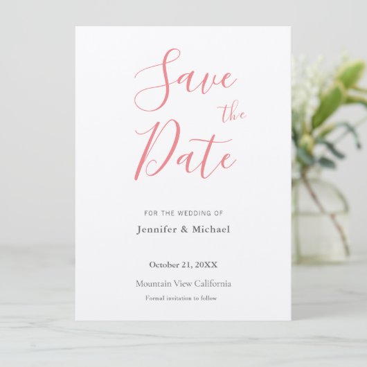 Hochzeit Beruflich Minimalistisch Schlicht modern Save The Date (Stehend Vorderseite)
