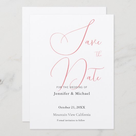 Hochzeit Beruflich Minimalistisch Schlicht modern Save The Date (Vorne/Hinten)