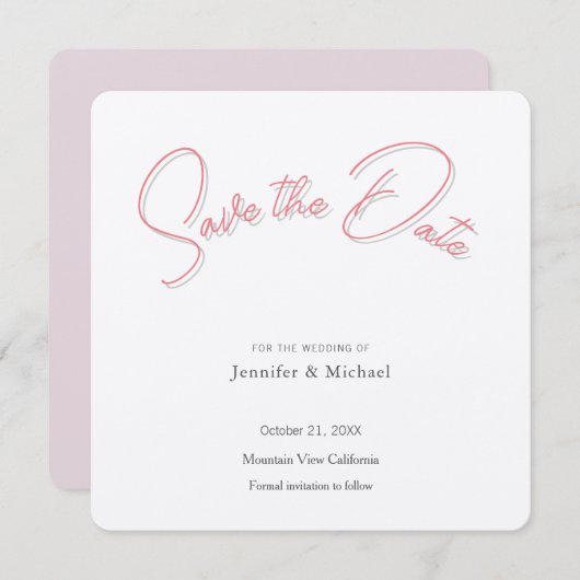 Hochzeit Beruflich Minimalistisch Schlicht modern Save The Date (Vorne/Hinten)