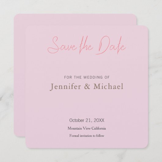 Hochzeit Beruflich Minimalistisch Schlicht Save The Date (Vorne/Hinten)