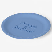 Hochzeit Berufliche klassische Blaukalligraphie Pappteller (Schrägansicht)