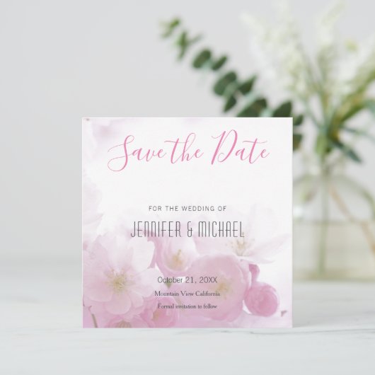 Hochzeit Berufliche Minimalistische Blumen Moderne Save The Date (Stehend Vorderseite)