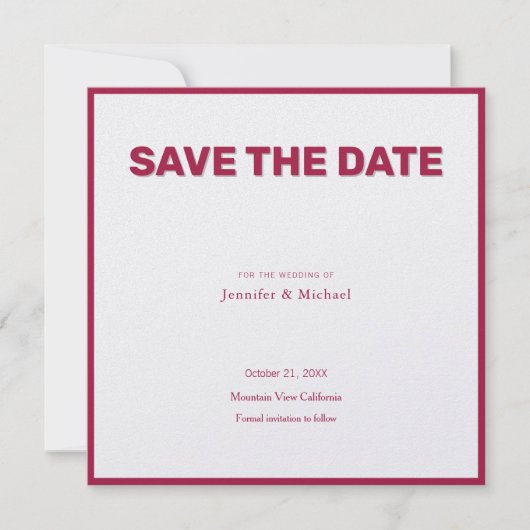 Hochzeit Berufliche Minimalistische Rose Red & Pea Save The Date (Vorderseite)