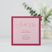 Hochzeit Berufliche Minimalistische Rose Rote Farb Save The Date (Stehend Vorderseite)