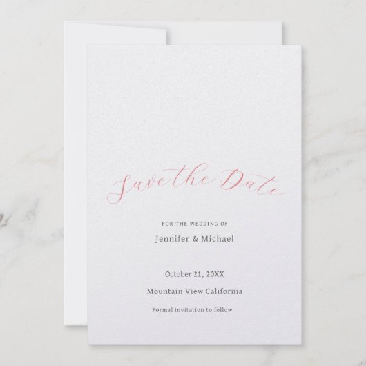 Hochzeit Berufliche Minimalistische Schlichte Mode Save The Date (Vorderseite)