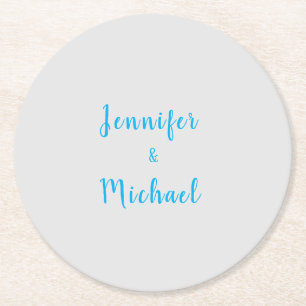 Hochzeit Beruflicher Klassischer Himmel Blau Grau Runder Pappuntersetzer