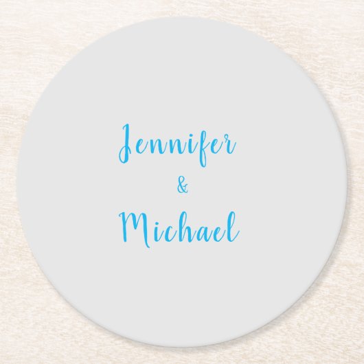 Hochzeit Beruflicher Klassischer Himmel Blau Grau Runder Pappuntersetzer (Vorderseite)