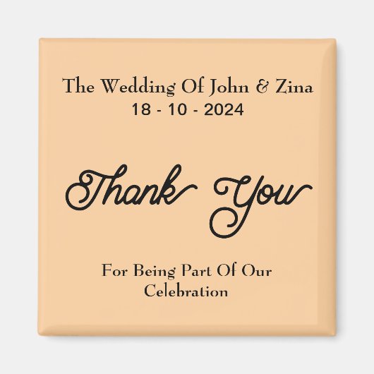 Hochzeit Big Calligraphy Vielen Dank Magnet (Vorne)