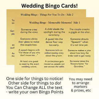 Hochzeit BINGO! Spiel für die Gäste Karte