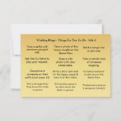 Hochzeit BINGO! Spiel für die Gäste Karte (Rückseite)