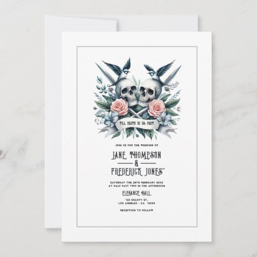 Hochzeit "Bis zum Tod machen wir Teil" Einladung (Vorderseite)