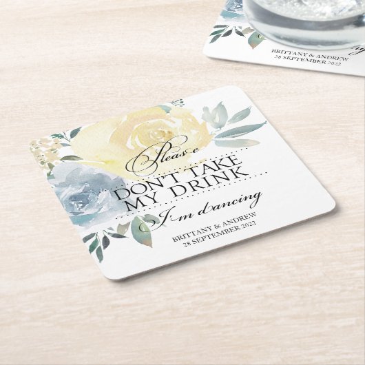 Hochzeit Bitte nimm mein Getränk nicht beim Tanzen Rechteckiger Pappuntersetzer (angewinkelt)