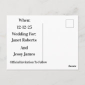 Hochzeit Bitte Vormerken Postkarte (Rückseite)